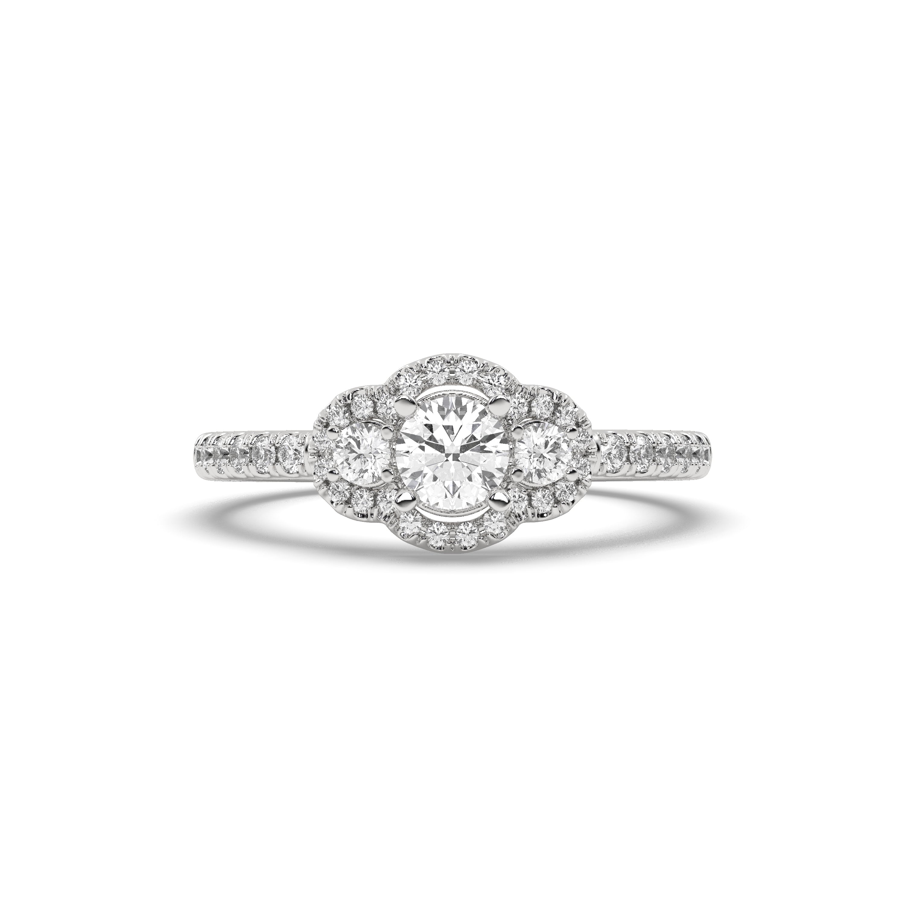 White Gold Studded 1.114 Carat Lab Grown Diamond Ring-E Color VS1 Clarity.